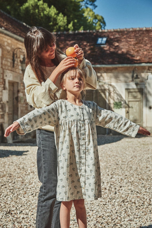 poudre organic / ROBE AUBEPINE_ Fleurs-Blue-Fog(2y,3y,4y)